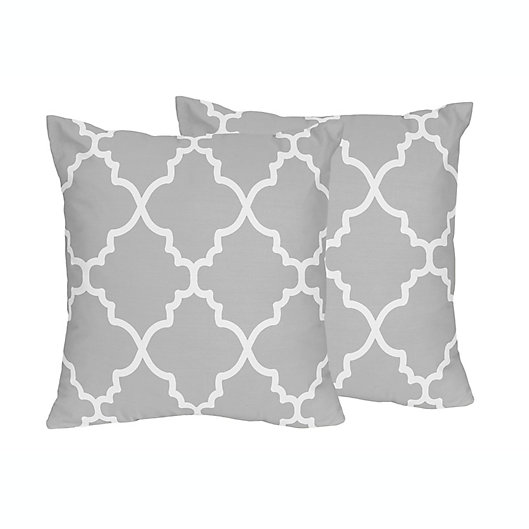 Alternate image 1 for Sweet Jojo Designs Trellis Throw Pillow in Grey/White