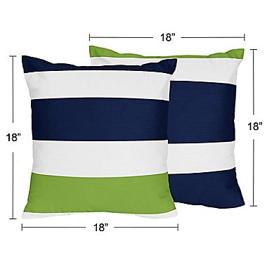 Sweet Jojo Designs Navy and Lime Stripe Throw Pillows (Set of 2). View a larger version of this product image.