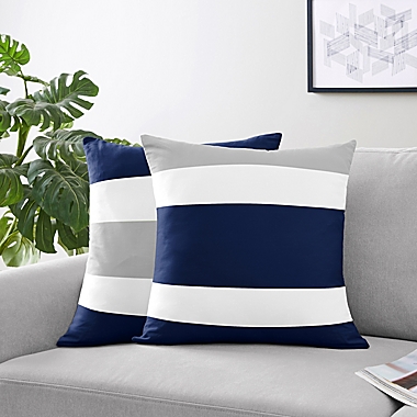 Sweet Jojo Designs Navy and Grey Stripe Throw Pillow (Set of 2). View a larger version of this product image.