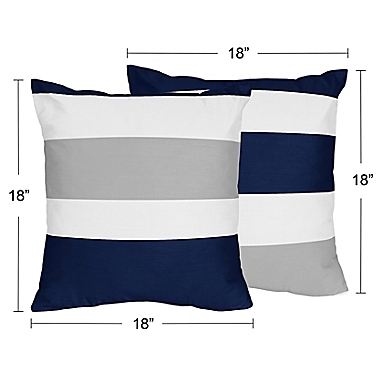 Sweet Jojo Designs Navy and Grey Stripe Throw Pillow (Set of 2). View a larger version of this product image.
