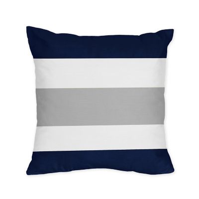 Sweet Jojo Designs Navy and Grey Stripe Throw Pillow (Set of 2)