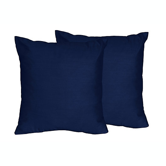 Alternate image 1 for Sweet Jojo Designs Navy and Grey Stripe Throw Pillow in Navy (Set of 2)