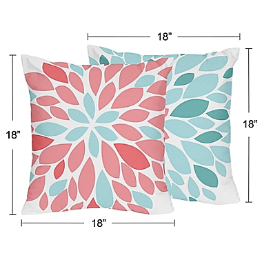 Sweet Jojo Designs&reg; Emma Throw Pillows in White/ Turquoise (Set of 2). View a larger version of this product image.