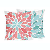 Sweet Jojo Designs&reg; Emma Throw Pillows in White/ Turquoise (Set of 2)