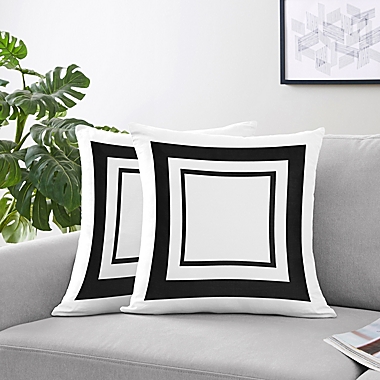 Sweet Jojo Designs Hotel Decorative Throw Pillows in Black/White (Set of 2). View a larger version of this product image.