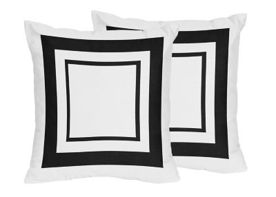 Sweet Jojo Designs Hotel Decorative Throw Pillows in Black/White (Set of 2)