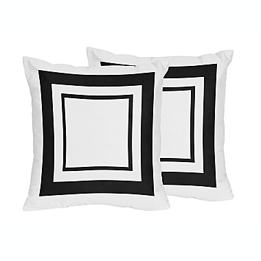 Sweet Jojo Designs Hotel Decorative Throw Pillows in Black/White (Set of 2). View a larger version of this product image.