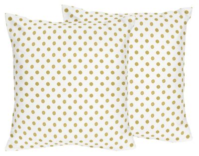 Sweet Jojo Designs Amelia Metallic Gold Polka Dot  Throw Pillows (Set of 2)
