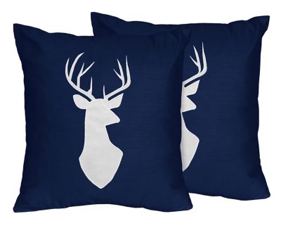 Sweet Jojo Designs Woodsy Throw Pillows in Navy/White (Set of 2)
