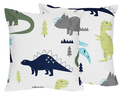 Sweet Jojo Designs Mod Dinosaur Throw Pillows in Blue/Green (Set of 2)