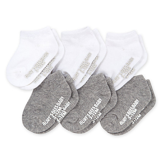 Alternate image 1 for Burt's Bees Baby® Size 0-3M 6-Pack Ankle Socks in Heather Grey