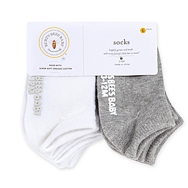 Burt&#39;s Bees Baby&reg; Size 0-3M 6-Pack Ankle Socks in Heather Grey. View a larger version of this product image.
