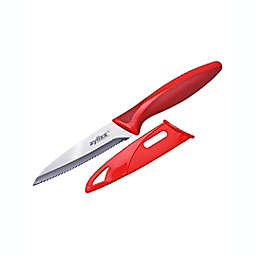 Zyliss® 4-Inch Stainless Steel Serrated Paring Knife with Protective Sheath in Red