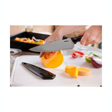 Zyliss&reg; 7.5-Inch Stainless Steel Chef Knife with Protective Sheath in Black. View a larger version of this product image.