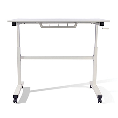 Atlantic Height Adjustable Desk with Casters in White. View a larger version of this product image.
