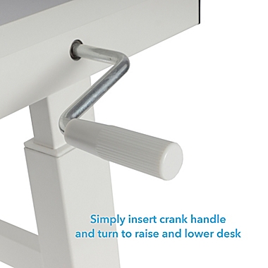 Atlantic Height Adjustable Desk with Casters in White. View a larger version of this product image.