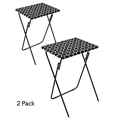 Atlantic Park Place TV Tray Table in Black/White (Set of 2). View a larger version of this product image.
