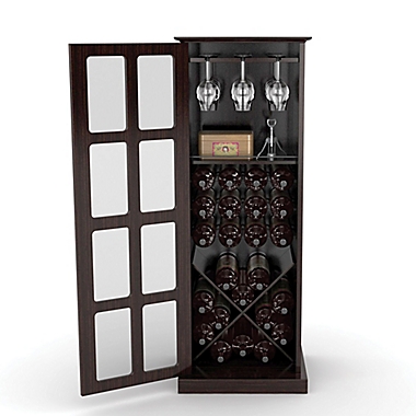 Atlantic Windowpane Wood Wine Cabinet in Espresso. View a larger version of this product image.