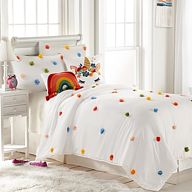 Rainbow Pom 3 Piece Comforter Set, Rainbow Duvet Cover Twin Bed Bath And Beyond