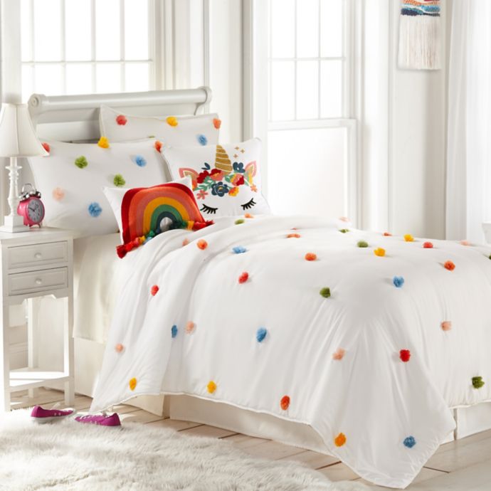 Rainbow Pom Pom 3Piece Comforter Set Bed Bath and Beyond Canada