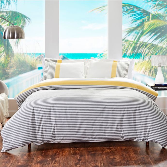 Striped Duvet Cover In Yellow Grey Bed Bath Beyond