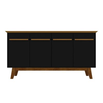 62.99&#34; Yonkers Sideboard Black/Cinnamon - Manhattan Comfort: Mid-Century Buffet Storage Cabinet