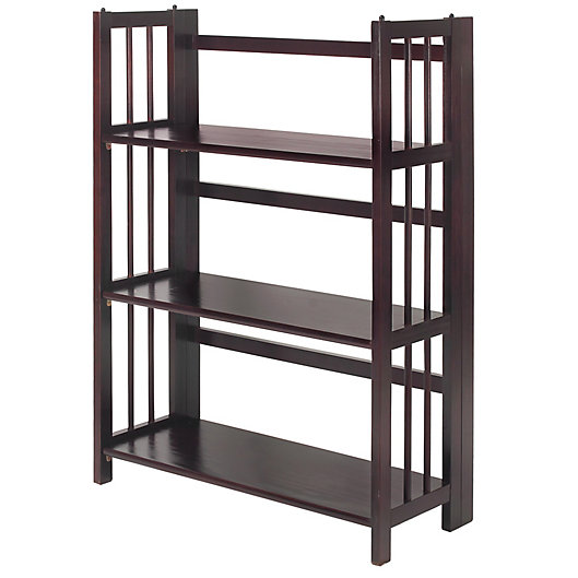 3 Shelf Folding Stackable 27 5 Inch, 27 Inch Wide Bookcase With Door