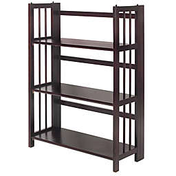 3-Shelf Folding Stackable 27.5-Inch Wide Bookcase in Espresso
