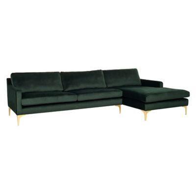 Safavieh Brayson Chaise Sectional Sofa in Hunter Green