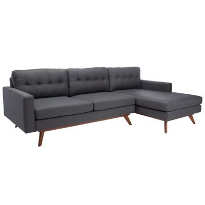 Safavieh Gneiss Modern Linen Sectional Sofa in Slate Grey
