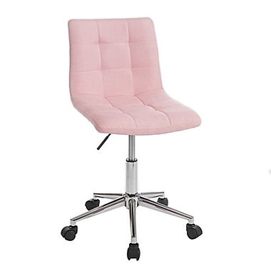 Urban Shop Quilted Rolling Office Chair in Blush. View a larger version of this product image.