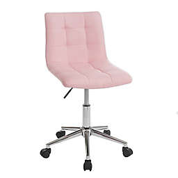 Urban Shop Quilted Rolling Office Chair in Blush