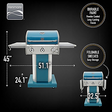 Kenmore&reg; 3-Burner Patio Propane Gas Grill in Teal. View a larger version of this product image.
