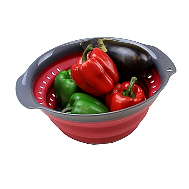 Squish&reg; 4 qt. Collapsible Colander in Berry/Gray. View a larger version of this product image.