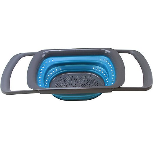 Alternate image 1 for Squish® Collapsible Over-the-Sink Colander in Teal/Gray