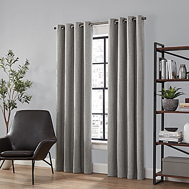 Brookstone&reg; Saville 63-Inch Grommet 100% Blackout Window Curtain Panel in Grey (Single). View a larger version of this product image.