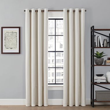 Brookstone&reg; Saville 84-Inch Grommet 100% Blackout Window Curtain Panel in Ivory (Single). View a larger version of this product image.