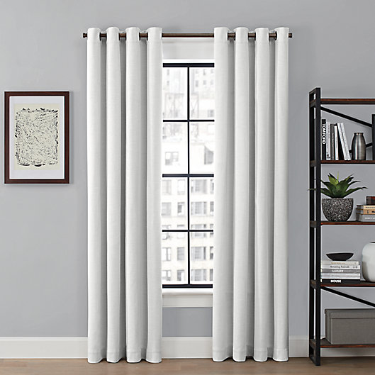 Alternate image 1 for Brookstone® Saville 95-Inch Grommet 100% Blackout Window Curtain Panel in White (Single)