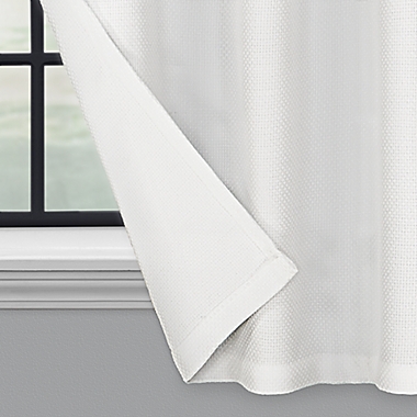 Brookstone&reg; Saville 24-Inch Kitchen Window Curtain Tier Pair and Valance in White. View a larger version of this product image.