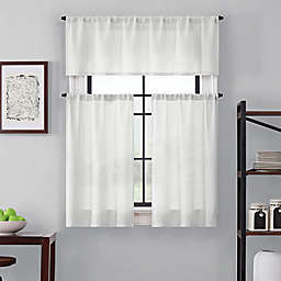 Brookstone® Saville 24-Inch Kitchen Window Curtain Tier Pair and Valance in White