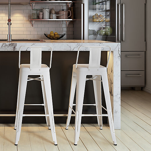 Rayne 30 Inch Metal Bar Stools Set Of, Crosley Shelby Bar Stool In Distressed White Set Of 2