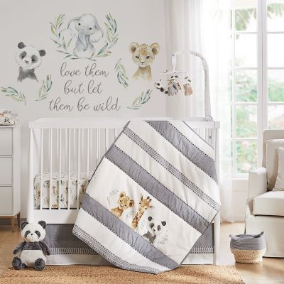 Quilt Baby Bedding Crib Set of Crib Fitted Sheet Dust Ruffle & Pillow Cover for Standard Size Crib Baby Bees Animal Kingdom 4 Pieces Crib Bedding Sets for Boys and Girls 