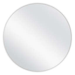 35.75-Inch Round Metal Wall Mirror in White