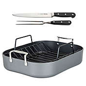 Viking&reg; Hard-Anodized Nonstick Roaster with Nonstick Rack and 2-Piece Carving Set