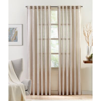 Colordrift Metallic Luxe 108-Inch Rod Pocket Light Filtering Curtain Panel in Beige (Single)
