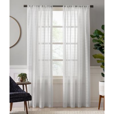 Charlie Sheer 63-Inch Rod Pocket Window Curtain Panel in White (Single)