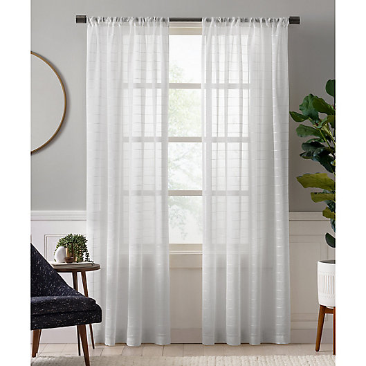 Alternate image 1 for Charlie Sheer 95-Inch Rod Pocket Window Curtain Panel in White (Single)