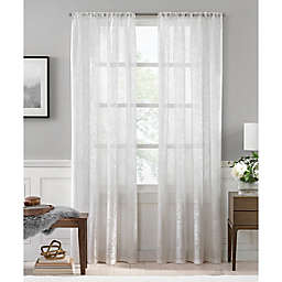 Colordrift Botanical Burnout Sheer 95-Inch Rod Pocket Window Curtain Panel in White (Single)
