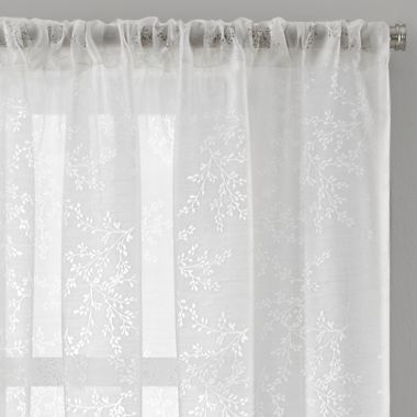 Colordrift Botanical Burnout Sheer Window Scarf Valance in White. View a larger version of this product image.