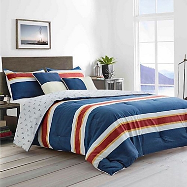 Boston Traders&reg; Adam 5-Piece Reversible King Comforter Set in Blue. View a larger version of this product image.